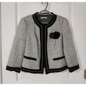 PETER NYGARD Women's Lined Coat Knit Black White Pockets‎ Size S